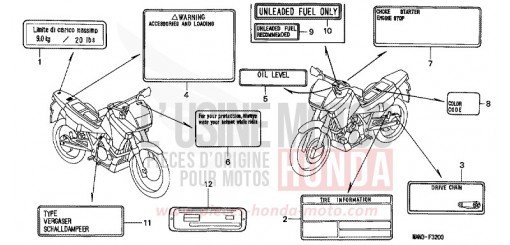 ETIQUETTE DE PRECAUTIONS NX650S de 1995